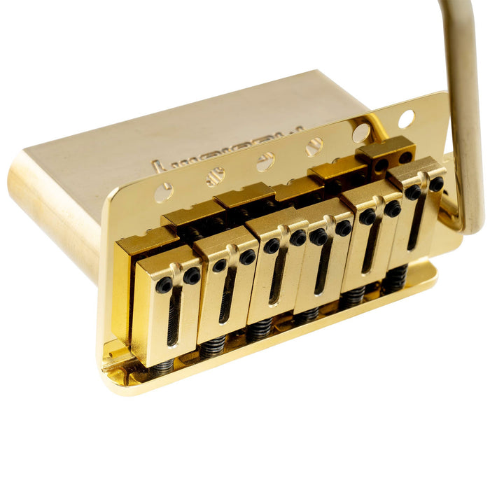 Musiclily Ultra 52,5 mm (2-1/16 Zoll) Standard 6-Schrauben ST-Tremolo-Brücke mit modernen Messing-Satteln, 42 mm massiver Messingblock, Einsteckarm für Elektrogitarren im Strat-Stil
