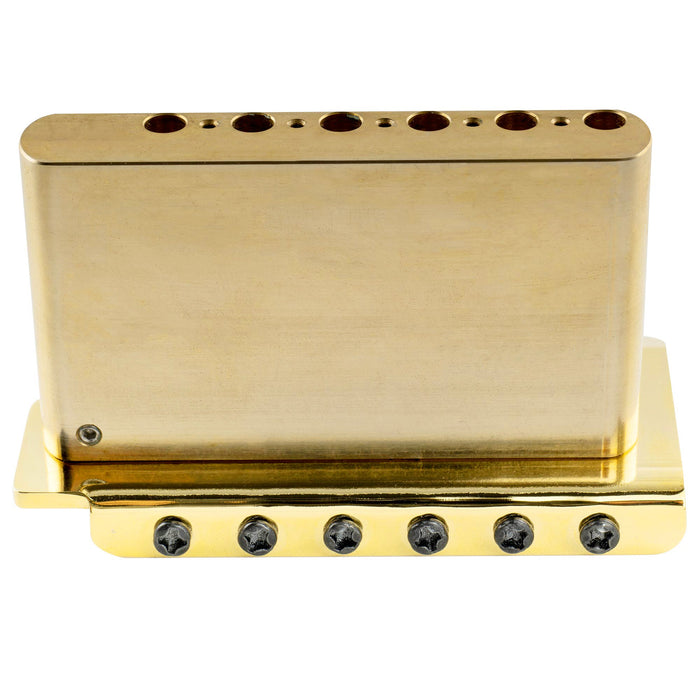Musiclily Ultra 52,5 mm (2-1/16 Zoll) Standard 6-Schrauben ST-Tremolo-Brücke mit modernen Messing-Satteln, 42 mm massiver Messingblock, Einsteckarm für Elektrogitarren im Strat-Stil