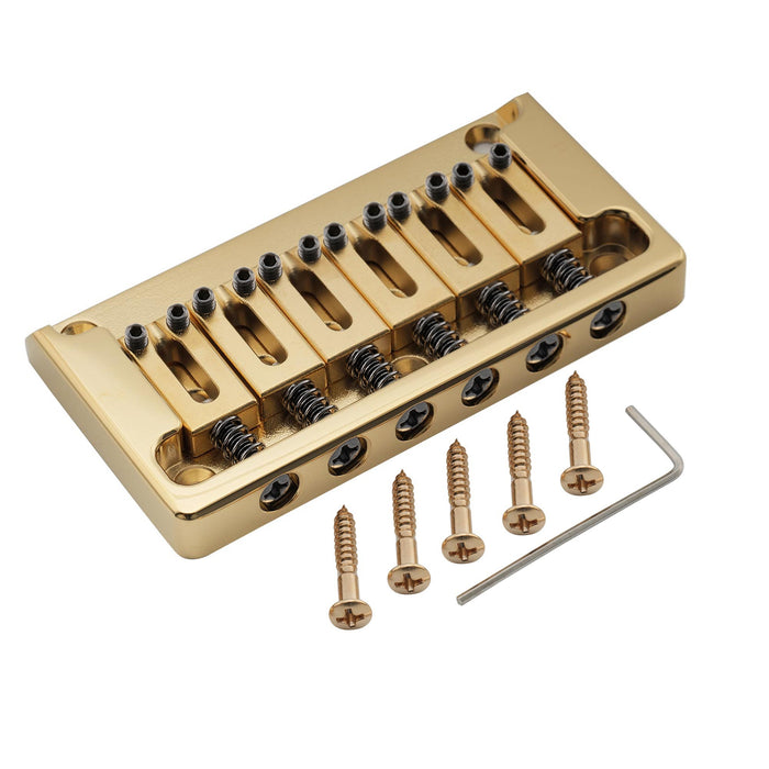 Musiclily Ultra Full Solid Brass 52.5mm(2-1/16 inch) String Spacing Non-tremolo Hardtail Bridge for 6 String Strat Tele Style Electric Guitar