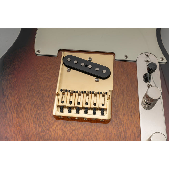 Musiclily Ultra 54mm (2-1/8 inch) String Spacing Full Solid Brass Heavy Duty Asymmetric String-through-body Tele Style Electric Guitar Bridge