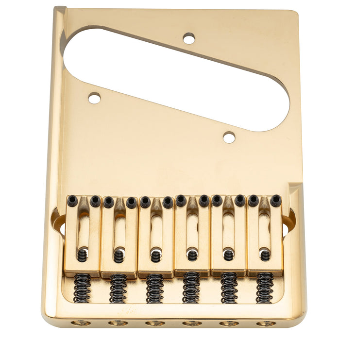 Musiclily Ultra 54mm (2-1/8 inch) String Spacing Full Solid Brass Heavy Duty Asymmetric String-through-body Tele Style Electric Guitar Bridge