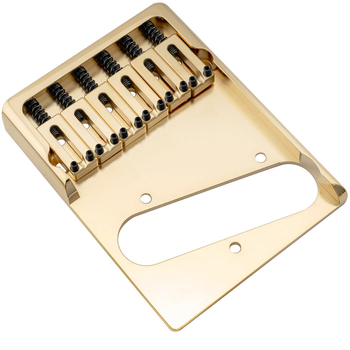 Musiclily Ultra 54mm (2-1/8 inch) String Spacing Full Solid Brass Heavy Duty Asymmetric String-through-body Tele Style Electric Guitar Bridge