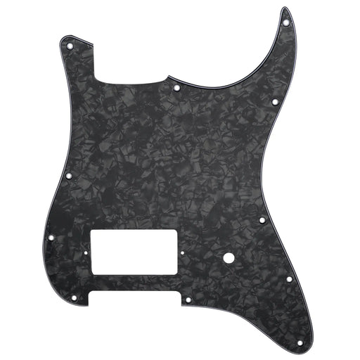 musiclily pro 11 holes single covered humbucker and pot slot guitar pickguard for usa mexico fender tom delonge strat style electric guitar mx2551p, black pearl