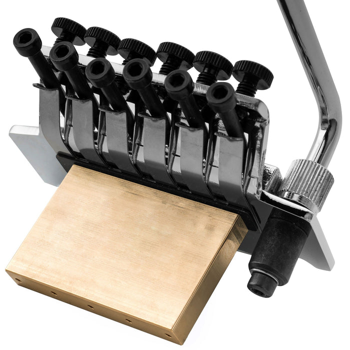 Musiclily Pro BL001 54mm (2-1/8 polegadas) Espaçamento de Cordas Ponte Tremolo Duplo Travamento com Bloco de Latão Sólido Total de 34mm para Guitarra Elétrica no Estilo FR