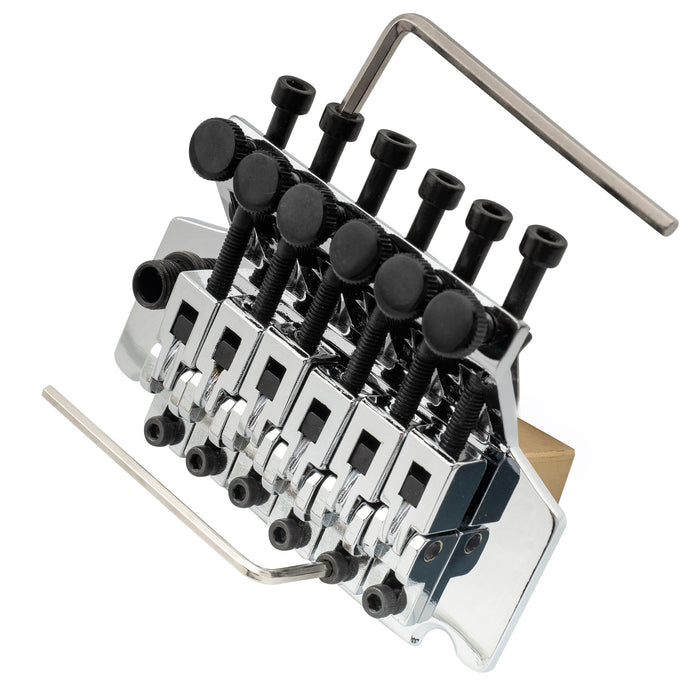 Musiclily Pro BL001 54 mm (2-1/8 Zoll) Stringabstand Doppellocking-Tremolo-Brücke mit 34 mm vollem Messingblock für FR-Style-E-Gitarre