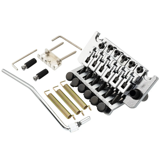 musiclily pro bl002 54mm 2 1 8 inch string spacing double locking tremolo bridge with 34mm full solid brass block for fr style electric guitar mx2571p, chrome