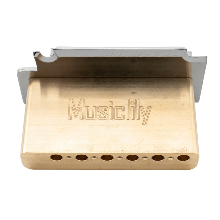 Musiclily Pro 52,5 mm Zwei-Punkt-Modern-Style Sattel Gitarren-Tremolo-Brücke mit 40 mm Massivmessingsblock für Squier Strat-Style Elektrogitarren