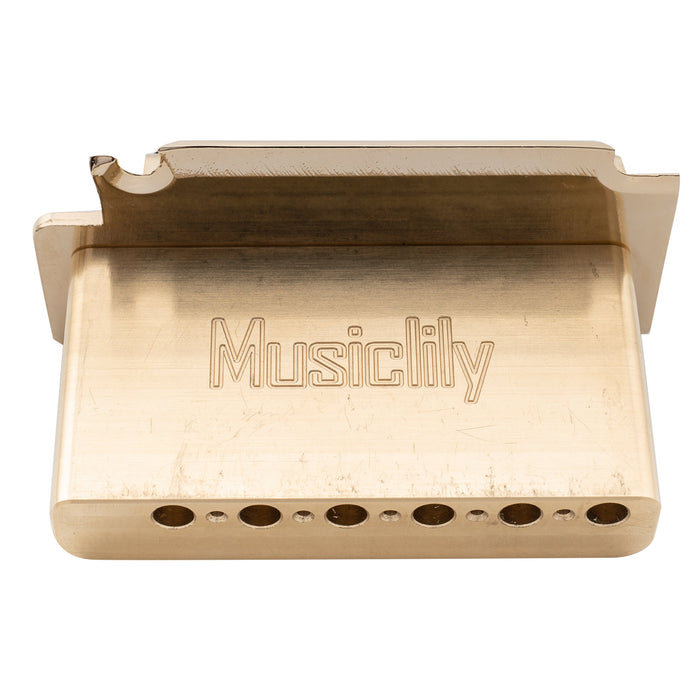 Musiclily Pro 52,5 mm Zwei-Punkt-Modern-Style Sattel Gitarren-Tremolo-Brücke mit 40 mm Massivmessingsblock für Squier Strat-Style Elektrogitarren