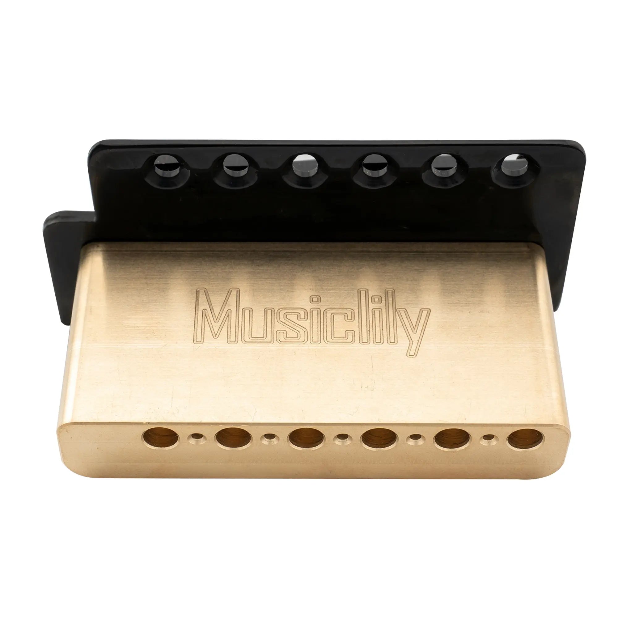 musiclily pro 52 5mm 6 screw vintage style steel bent saddles guitar tremolo bridge with 36mm solid brass block for squier strat style electric guitar mx2587p details