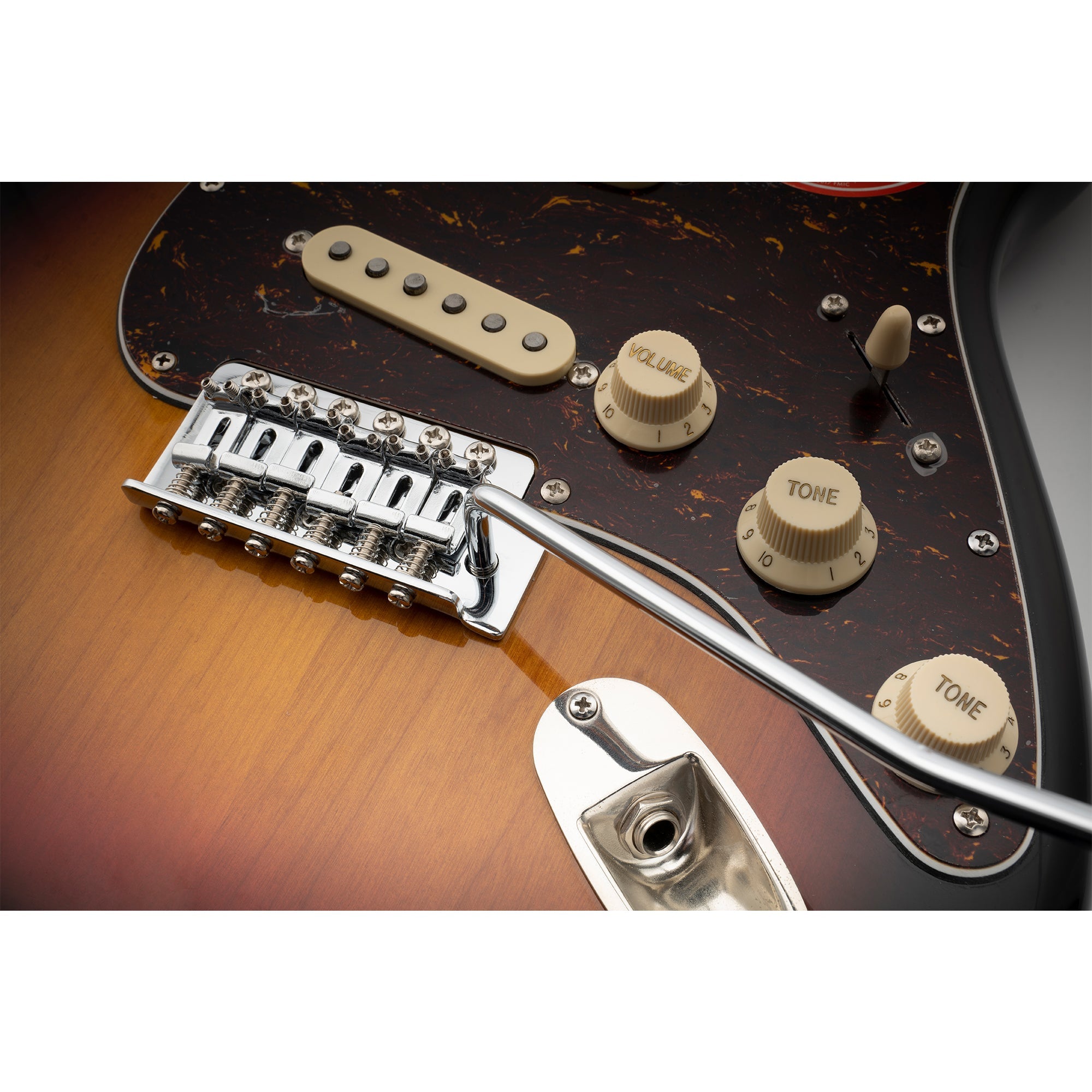 musiclily pro 52 5mm 6 screw vintage style steel bent saddles guitar tremolo bridge with 36mm solid brass block for squier strat style electric guitar mx2587p, chrome