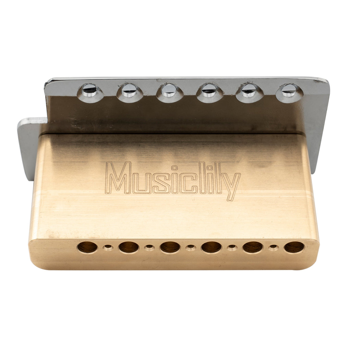 Musiclily Pro BV012 52,5mm 6-Schrauben Vintage-Stil Stahl gebogene Sättel Gitarren-Tremolo-Brücke mit 36mm massivem Messingblock für Squier Strat-Style E-Gitarre