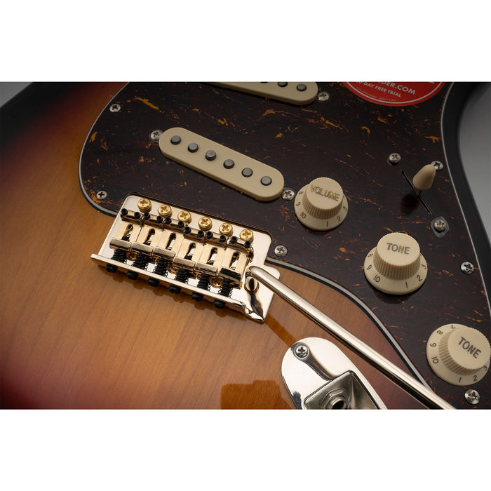 Musiclily Pro 10.5mmピッチ ヴィンテージスタイルな鋼製ベントサドル 6点支持 トレモロユニット ブリッジ 高さ36mm真鍮ブロック Squier Stratエレキギター用 ブラック