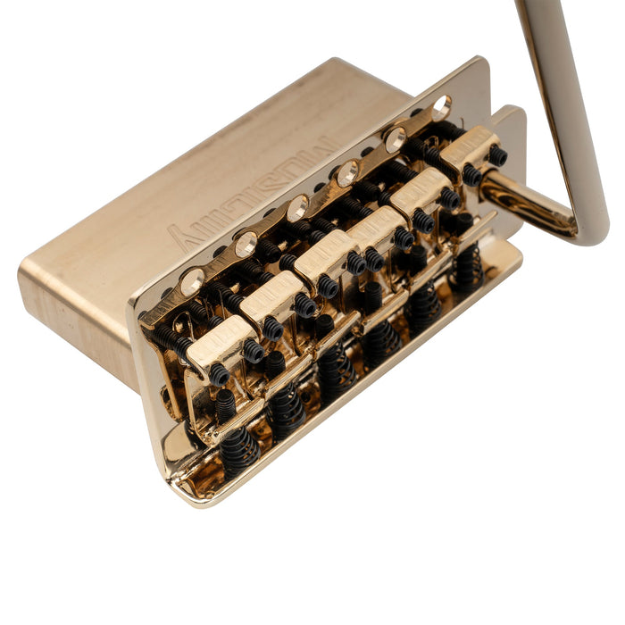 Musiclily Pro 10.5mmピッチ ヴィンテージスタイルな鋼製ベントサドル 6点支持 トレモロユニット ブリッジ 高さ36mm真鍮ブロック Squier Stratエレキギター用 ブラック