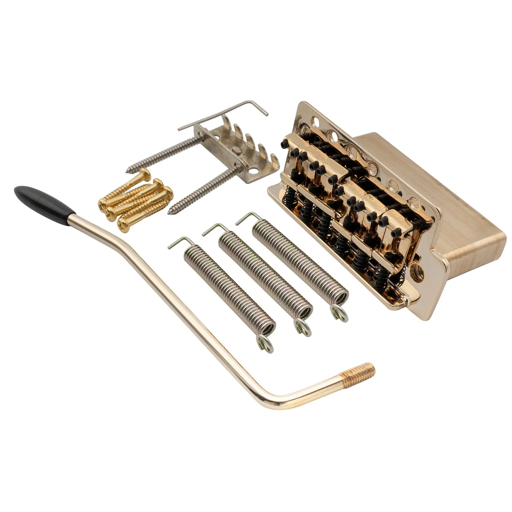 musiclily pro 52 5mm 6 screw vintage style steel bent saddles guitar tremolo bridge with 36mm solid brass block for squier strat style electric guitar mx2587p, gold