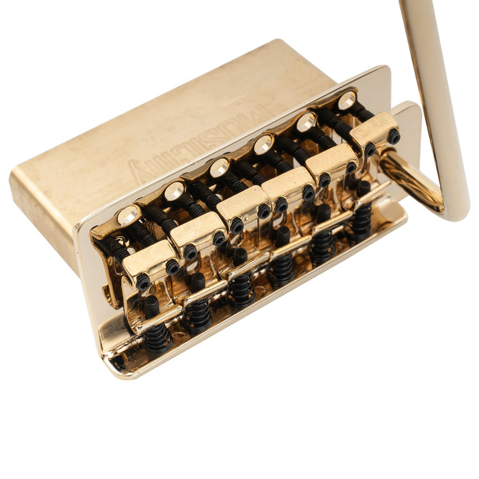 Musiclily Pro 10.5mmピッチ ヴィンテージスタイルな鋼製ベントサドル 6点支持 トレモロユニット ブリッジ 高さ40mm真鍮ブロック Squier Stratエレキギター用 ブラック