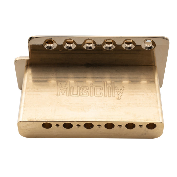 Musiclily Pro 10.5mmピッチ ヴィンテージスタイルな鋼製ベントサドル 6点支持 トレモロユニット ブリッジ 高さ40mm真鍮ブロック Squier Stratエレキギター用 ブラック