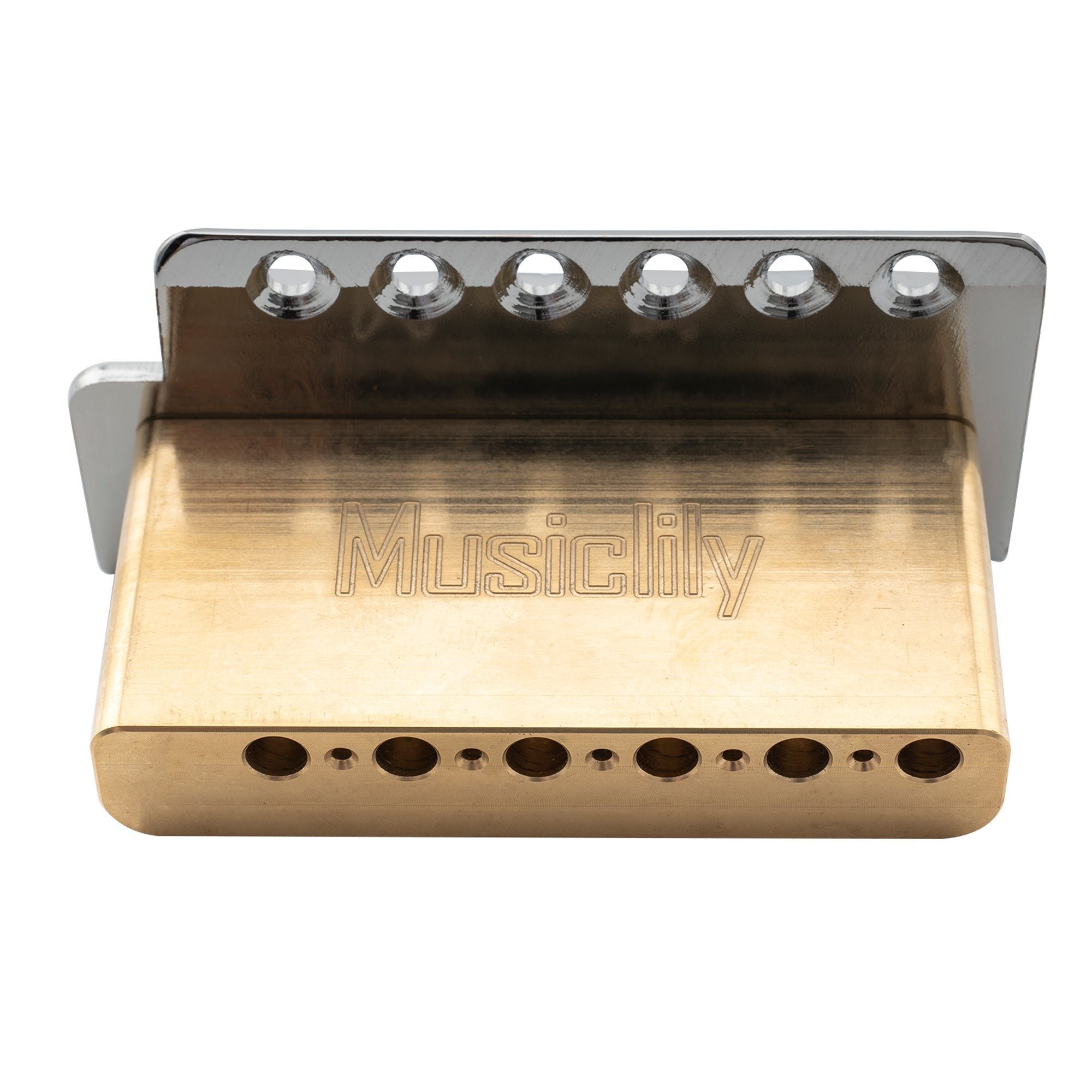 Musiclily Pro BV015 52,5mm 6-Schrauben Modern Style Sättel Gitarren-Tremolo-Brücke mit 36mm massivem Messingblock für Squier Strat Style E-Gitarre