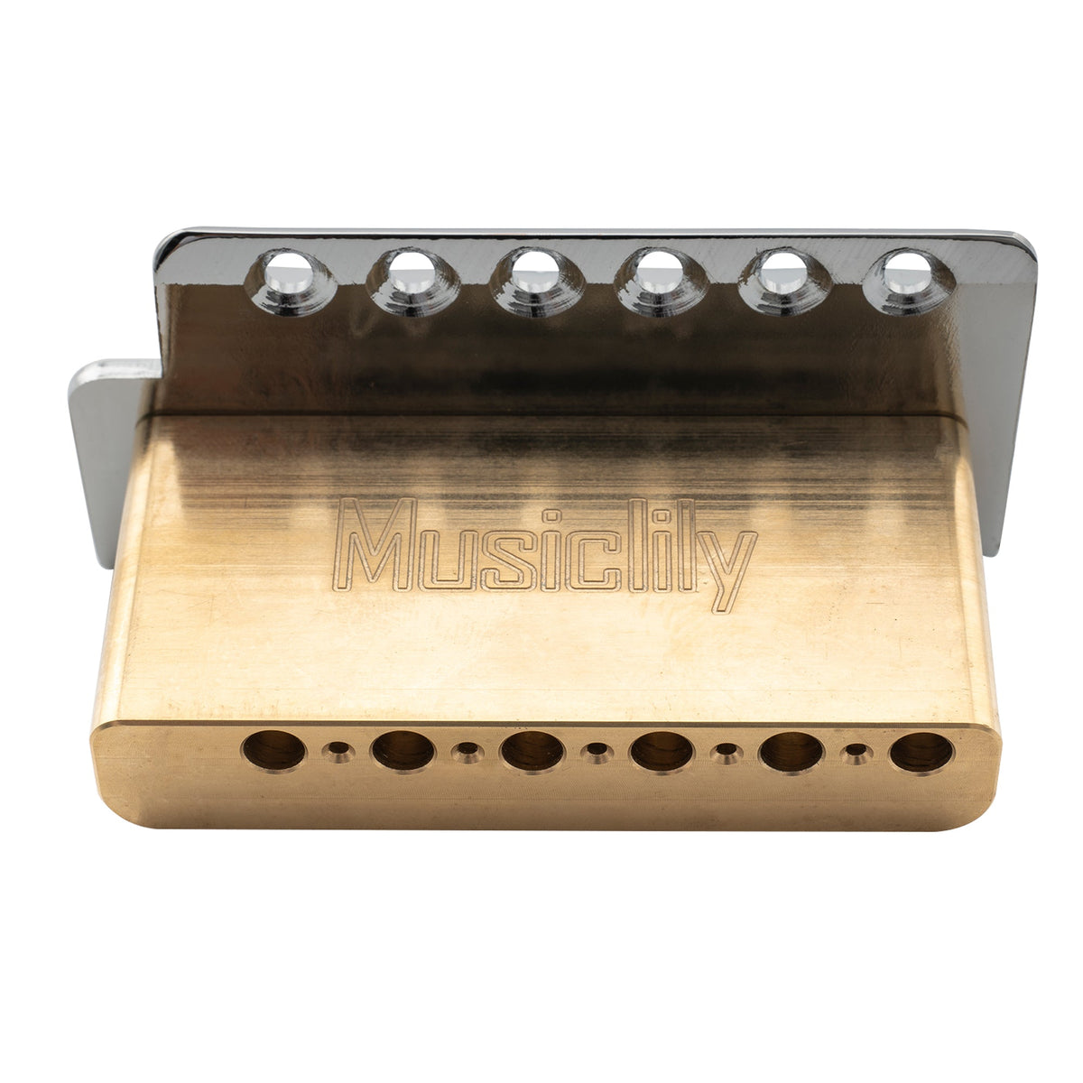 Musiclily Pro BV015 52,5mm 6-Schrauben Modern Style Sättel Gitarren-Tremolo-Brücke mit 36mm massivem Messingblock für Squier Strat Style E-Gitarre