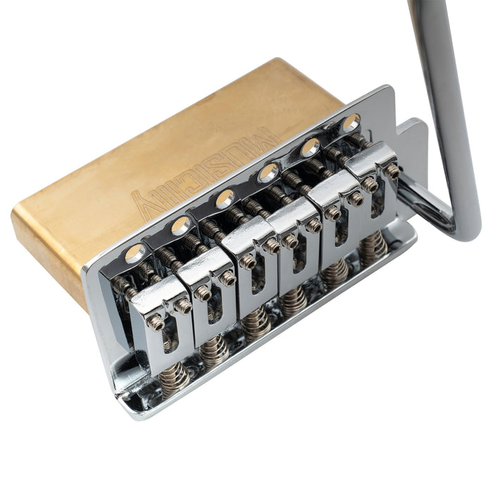 Musiclily Pro 52,5 mm 6-Schrauben-Modernstyle Sättel Gitarren-Tremolo-Brücke mit 40 mm Messingblock für Squier Strat-Style Elektrogitarren