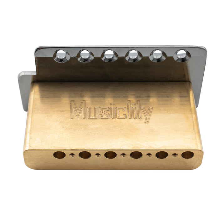 Musiclily Pro 52,5 mm 6-Schrauben-Modernstyle Sättel Gitarren-Tremolo-Brücke mit 40 mm Messingblock für Squier Strat-Style Elektrogitarren