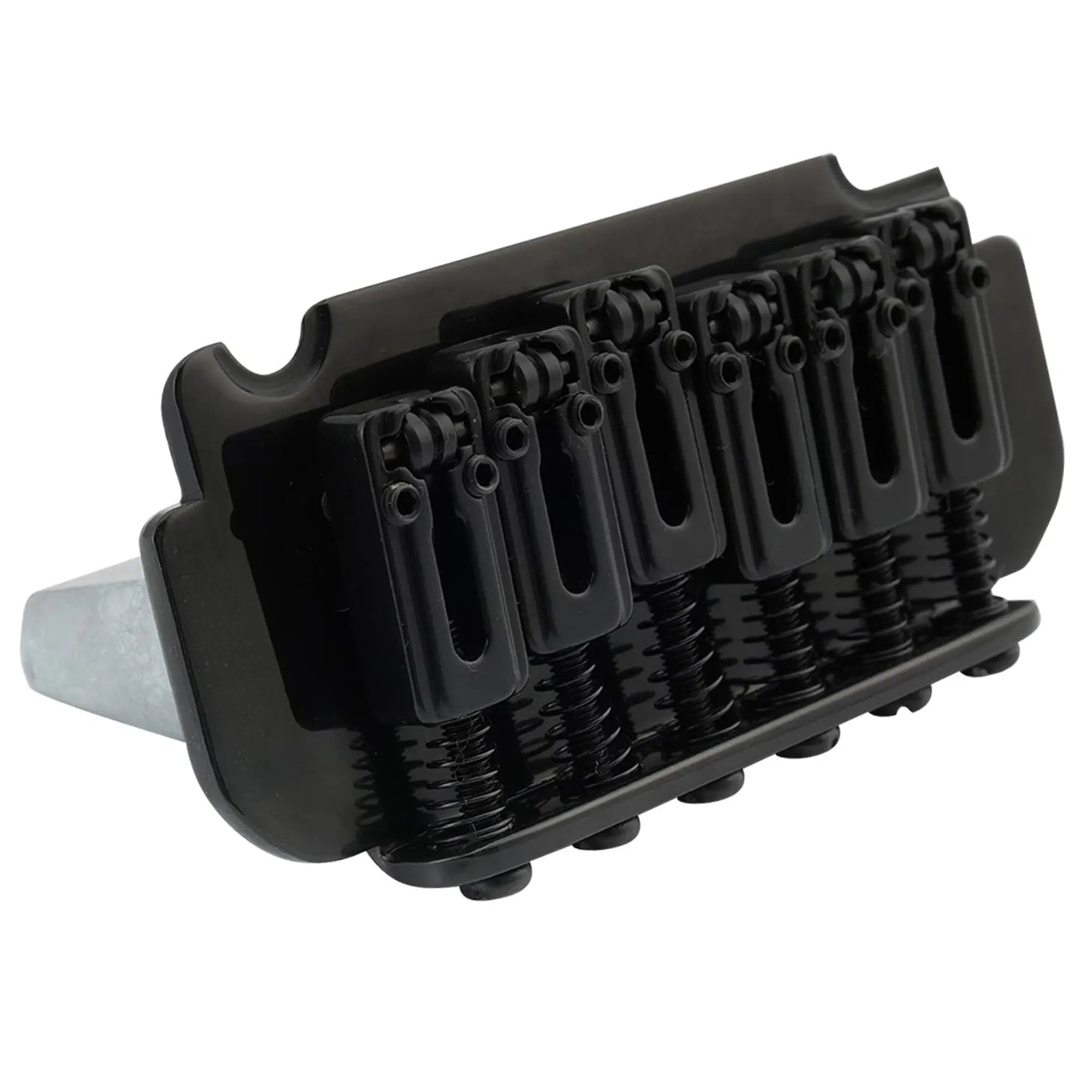 detail of musiclily pro 10 8mm roller saddles 2 point tremolo bridge for imported strat style electric guitar mx2594p