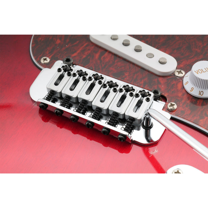 musiclily pro 10 8mm roller saddles 2 point tremolo bridge for imported strat style electric guitar mx2594p, chrome