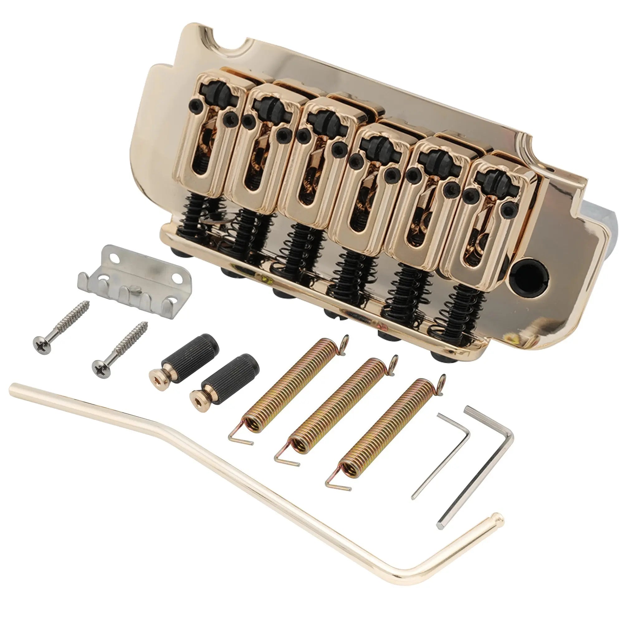 musiclily pro 10 8mm roller saddles 2 point tremolo bridge for imported strat style electric guitar mx2594p, gold