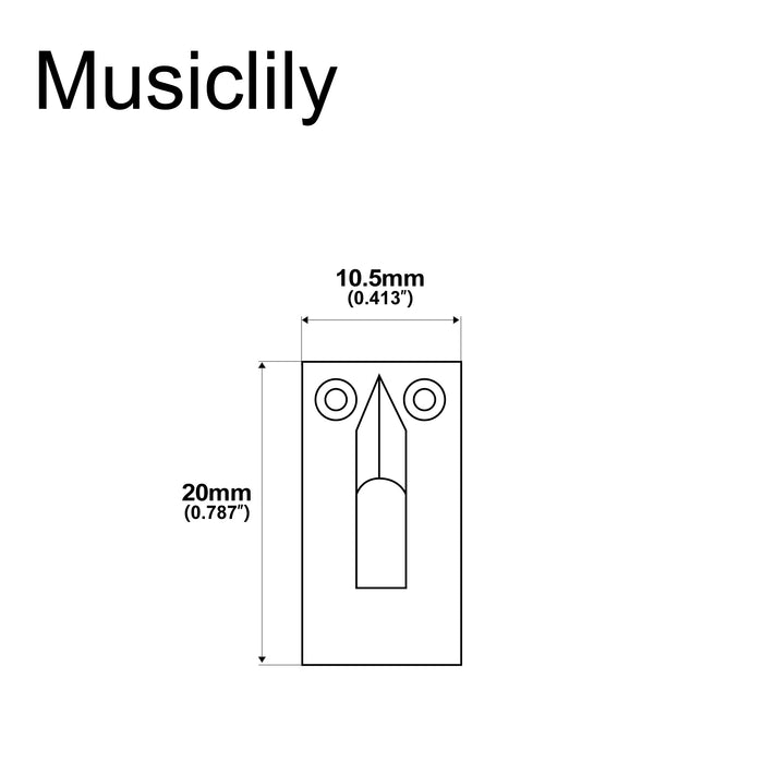 Dimensions of musiclily pro 10 5mm modern style rectangle zinc alloy saddles for strat tele style electric guitar mx2595 6p