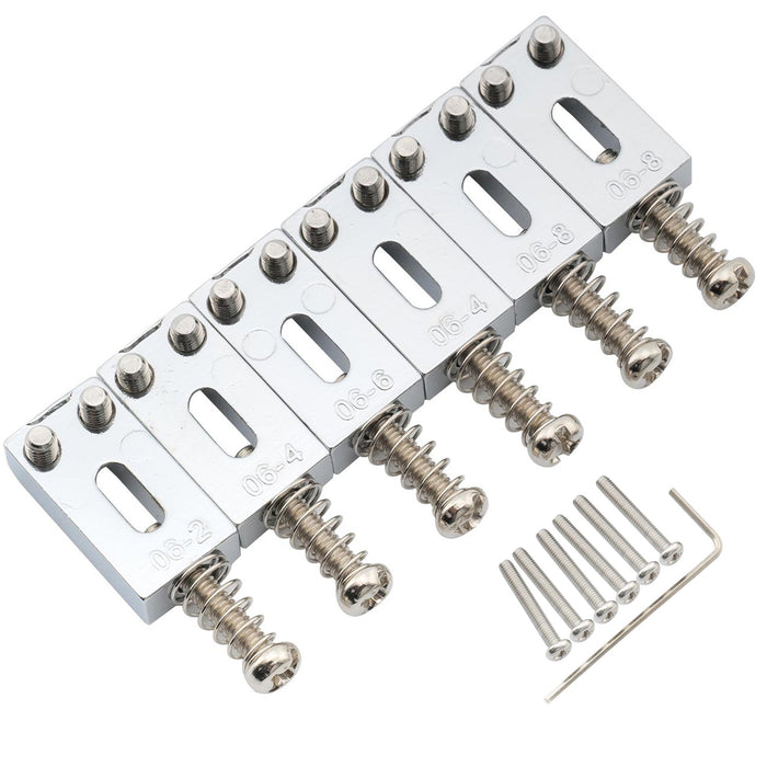 musiclily pro 10 5mm modern style rectangle zinc alloy saddles for strat tele style electric guitar mx2595 6p, gold
