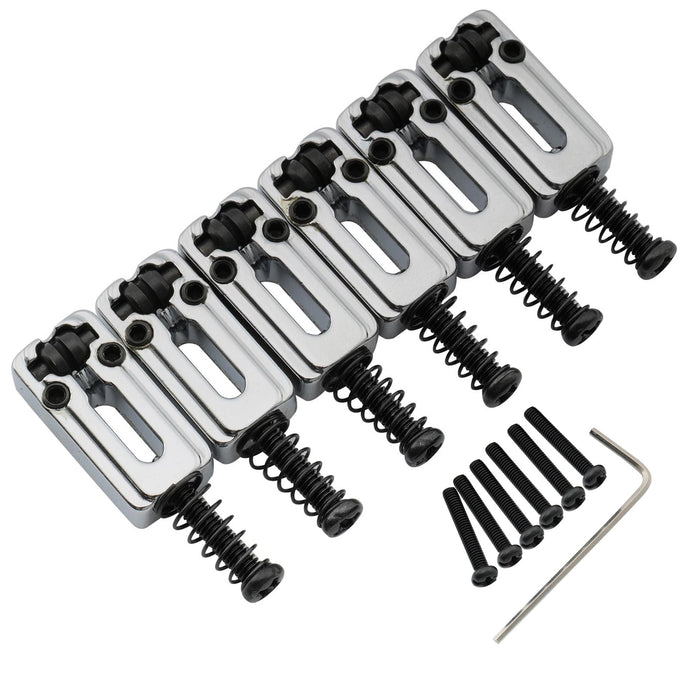 musiclily pro 10 8mm modern style zinc alloy roller saddles for imported strat tele style electric guitar mx2598 6p, gold