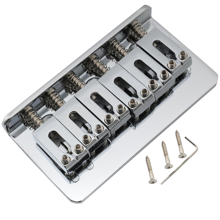 musiclily pro 54mm2 1 8 inch modern hardtail fixed bridge for imported strat tele style electric guitar mx2601p, chrome
