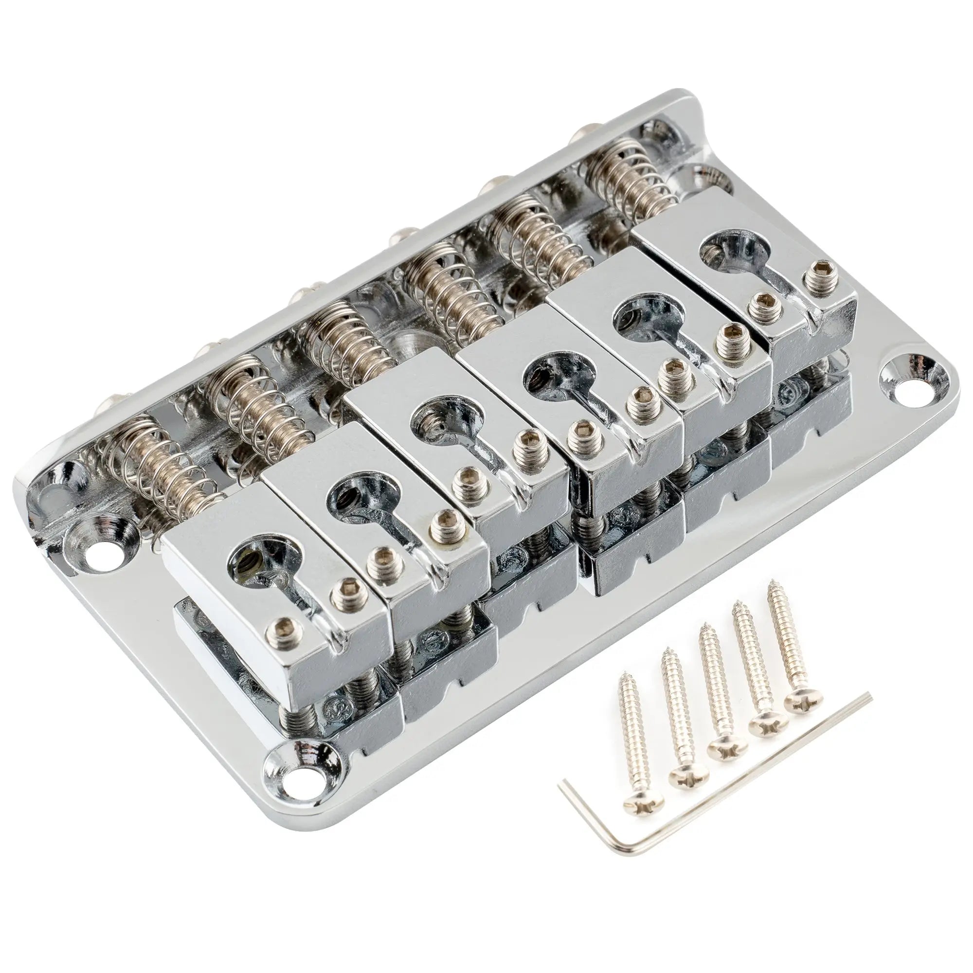 musiclily pro 52 5mm2 1 16 inch string spacing prs style saddle hardtail fixed bridge non tremolo bridge for strat tele style electric guitar mx2602p, chrome