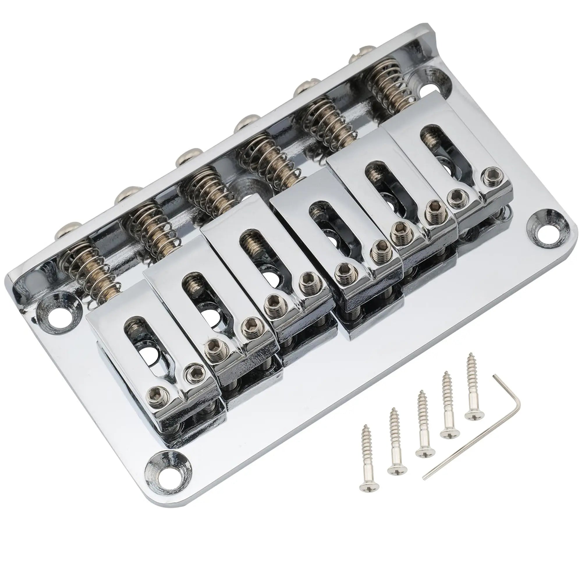 musiclily pro 52 5mm2 1 16 inch modern hardtail fixed bridge for strat tele style electric guitar mx2603p, chrome