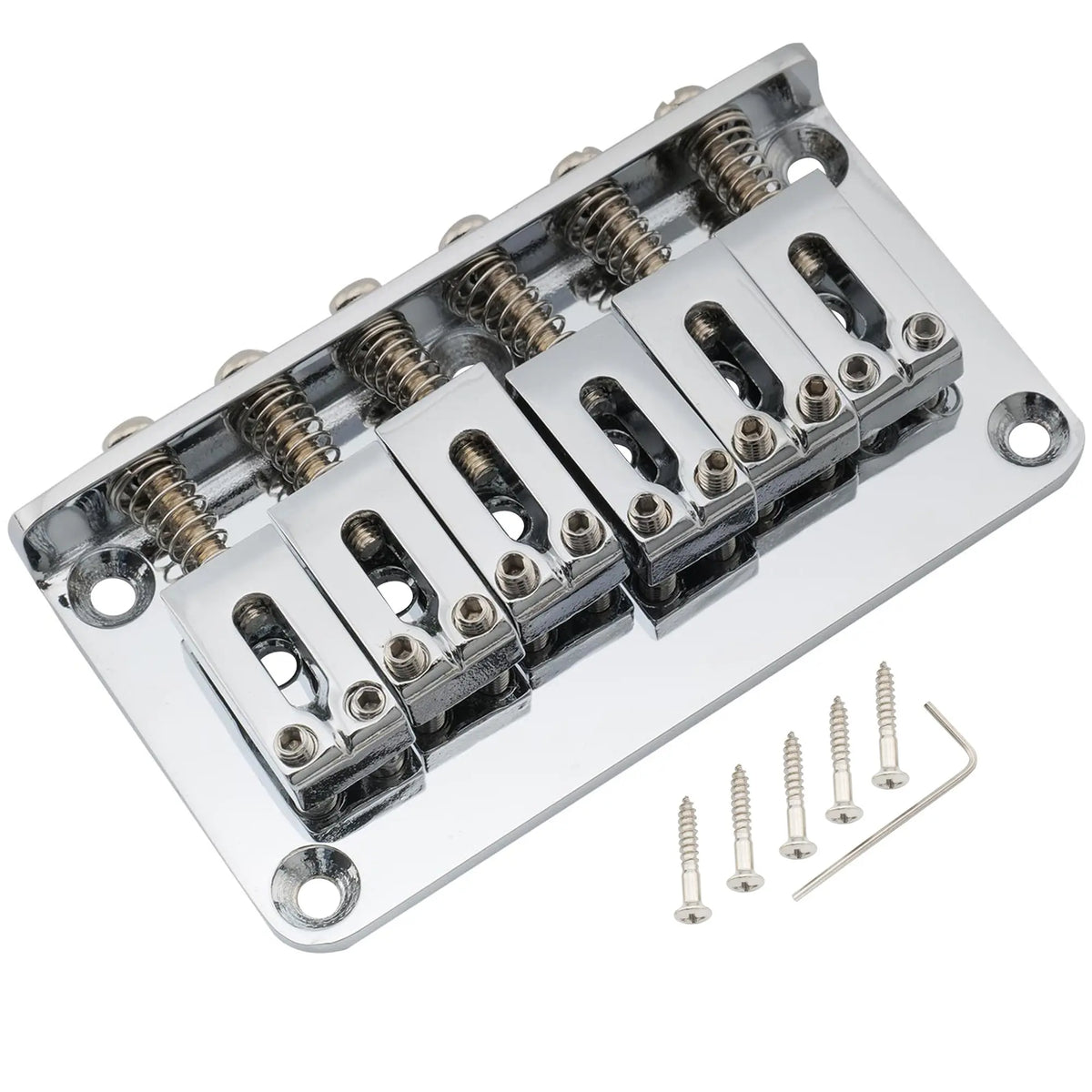 musiclily pro 52 5mm2 1 16 inch modern hardtail fixed bridge for strat tele style electric guitar mx2603p, chrome