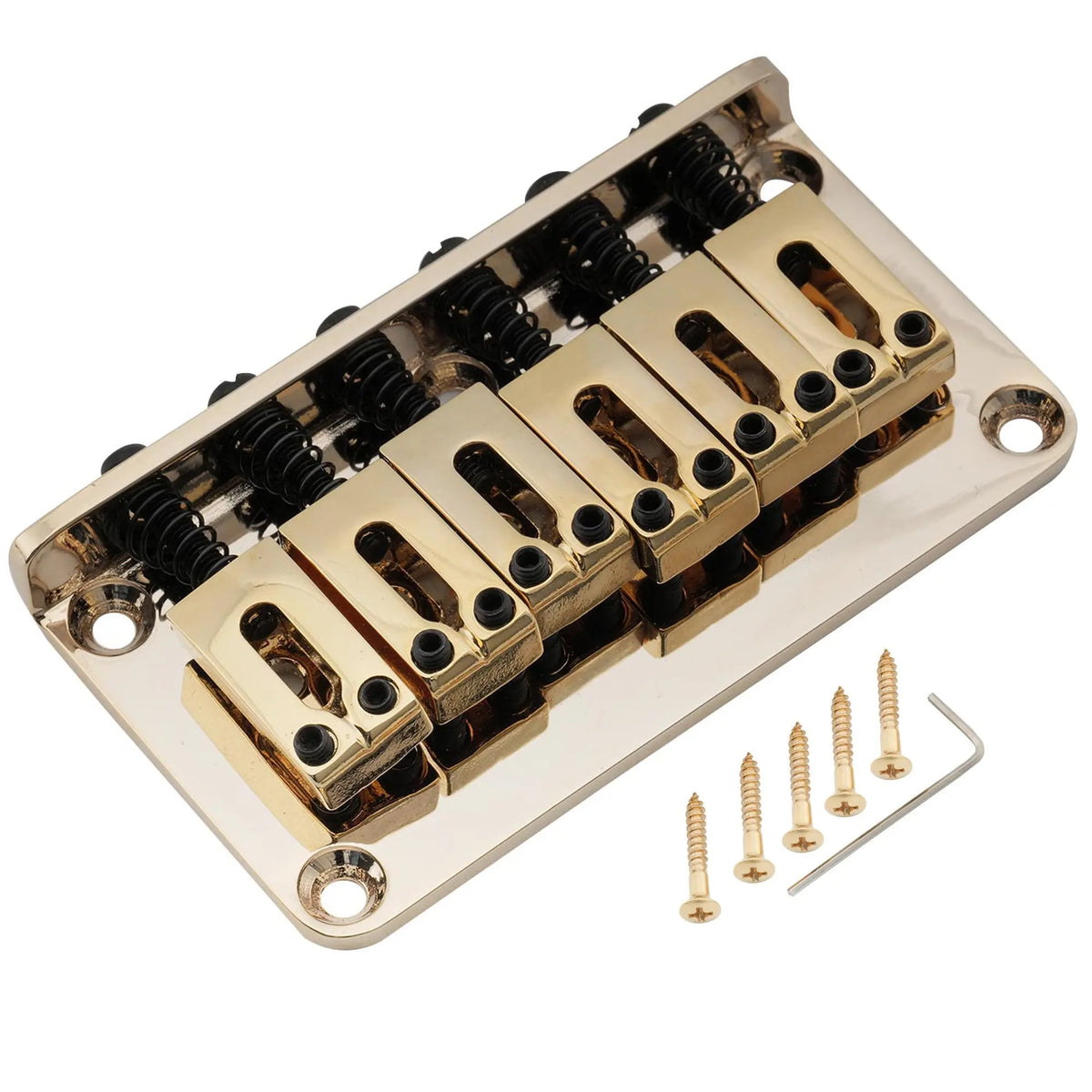musiclily pro 52 5mm2 1 16 inch modern hardtail fixed bridge for strat tele style electric guitar mx2603p, gold
