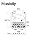 Dimensions of musiclily pro 54mm modern guitar bridge with zinc alloy 6 saddle and steel plate for squier imported tele style electric guitar mx2606p