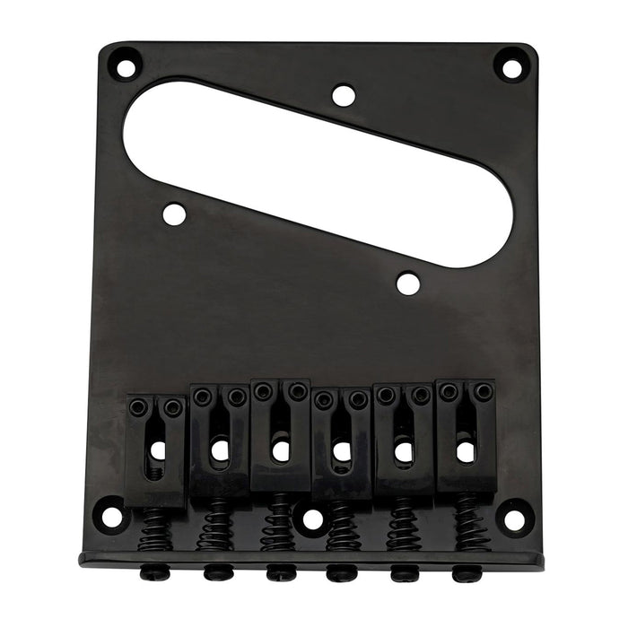 detail of musiclily pro 54mm modern guitar bridge with zinc alloy 6 saddle and steel plate for squier imported tele style electric guitar mx2606p