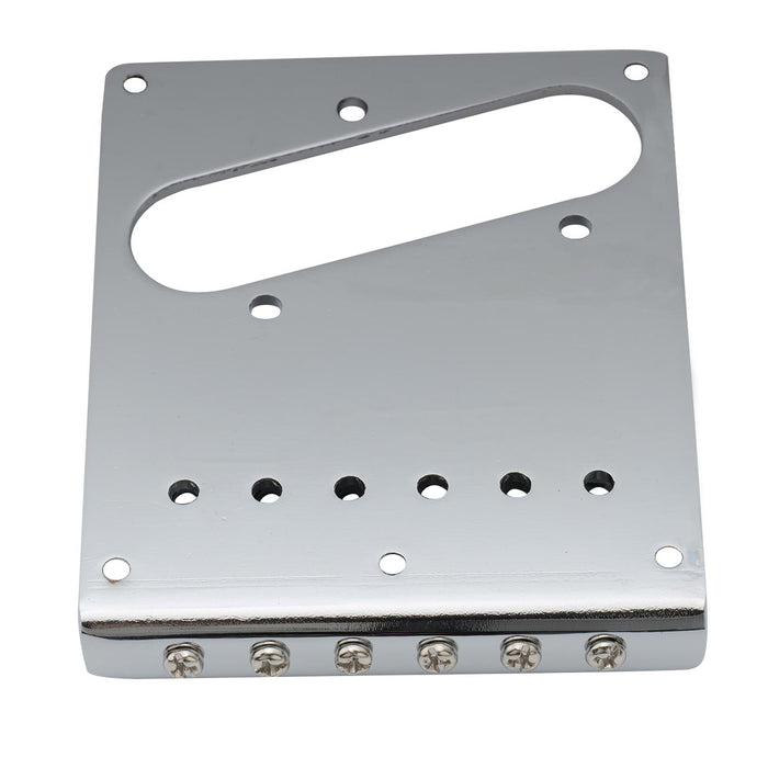 musiclily pro 54mm modern guitar bridge with zinc alloy 6 saddle and steel plate for squier imported tele style electric guitar mx2606p, gold