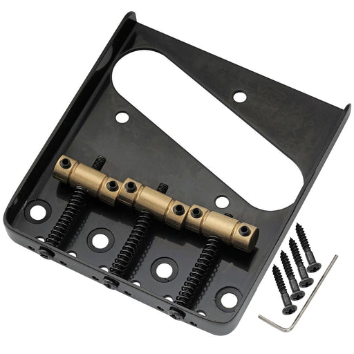 musiclily pro 54mm vintage style guitar bridge with barrel brass 3 saddle and steel plate for squier imported tele style electric guitar mx2610p