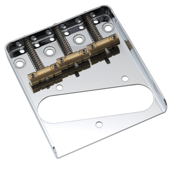 Musiclily Pro 10.8mmピッチ ヴィンテージスタイル テレキャスターギター用ブリッジ 真鍮バレル3連サドル 鋼製プレート Squier & Import Teleエレキギター用 ブラック