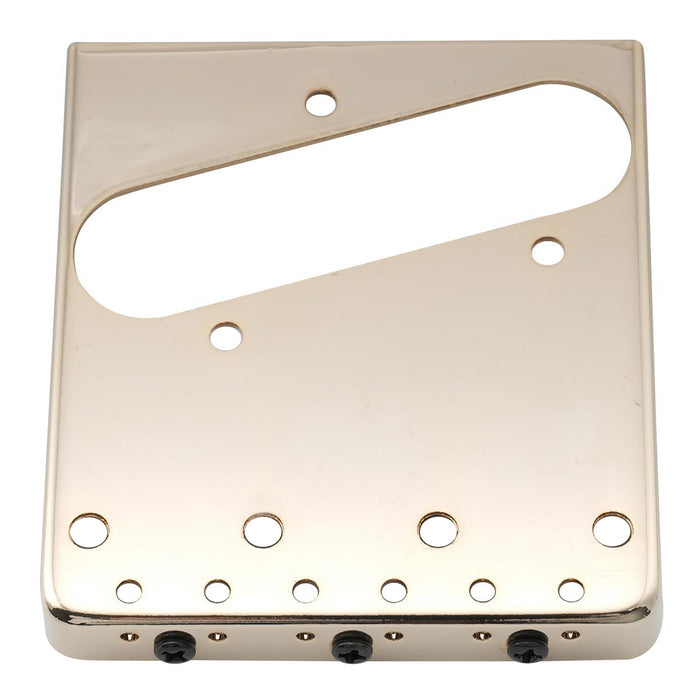 Musiclily Pro 10.8mmピッチ ヴィンテージスタイル テレキャスターギター用ブリッジ 真鍮バレル3連サドル 鋼製プレート Squier & Import Teleエレキギター用 ブラック