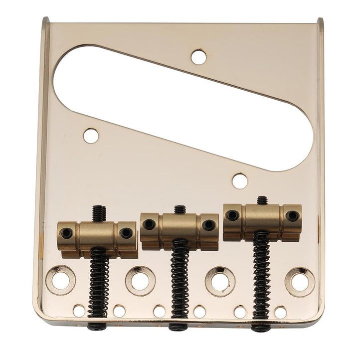 Musiclily Pro 10.8mmピッチ ヴィンテージスタイル テレキャスターギター用ブリッジ 真鍮バレル3連サドル 鋼製プレート Squier & Import Teleエレキギター用 ブラック