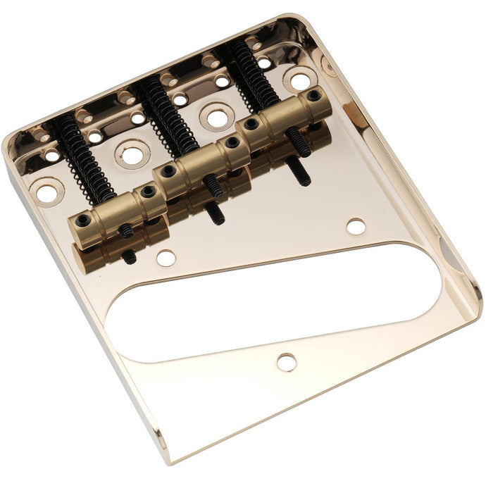 Musiclily Pro 10.8mmピッチ ヴィンテージスタイル テレキャスターギター用ブリッジ 真鍮バレル3連サドル 鋼製プレート Squier & Import Teleエレキギター用 ブラック