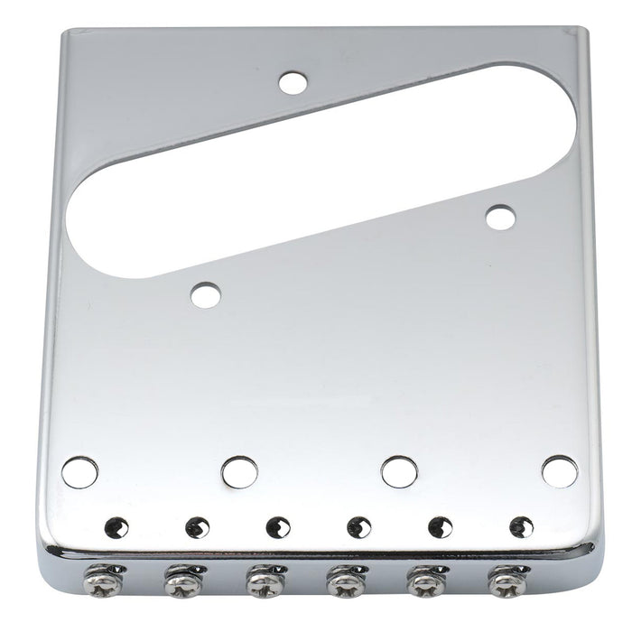 musiclily pro 54mm vintage style guitar bridge with barrel brass 6 saddle and steel plate for squier imported tele style electric guitar mx2611p, gold