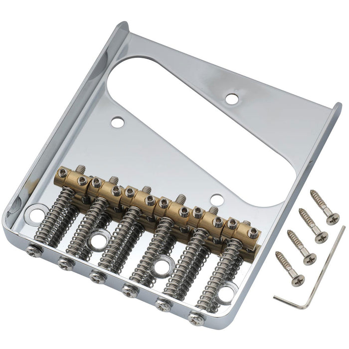 Musiclily Pro BT009 54mmヴィンテージスタイルギターブリッジ バレルブラス6サドルとスチールプレート付き Squier &輸入テレスタイルエレキギター用