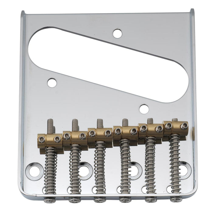 Musiclily Pro 10.8mmピッチ ヴィンテージスタイル ギター用ブリッジ 真鍮バレル6連サドル 鋼製プレート Squier & Import Teleテレキャスターエレキギター用 ブラック