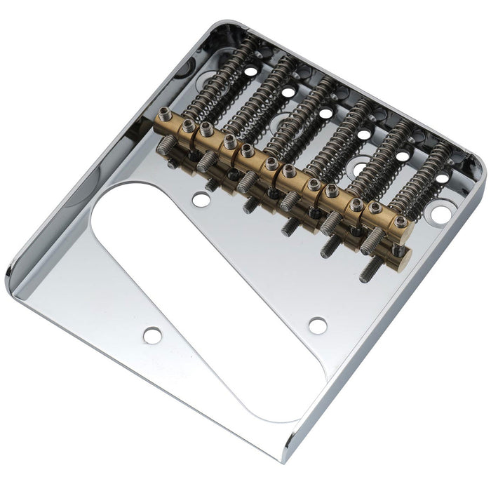 Musiclily Pro BT009 54mmヴィンテージスタイルギターブリッジ バレルブラス6サドルとスチールプレート付き Squier &輸入テレスタイルエレキギター用