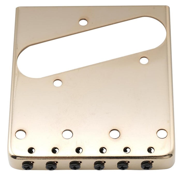 Musiclily Pro 10.8mmピッチ ヴィンテージスタイル ギター用ブリッジ 真鍮バレル6連サドル 鋼製プレート Squier & Import Teleテレキャスターエレキギター用 ブラック