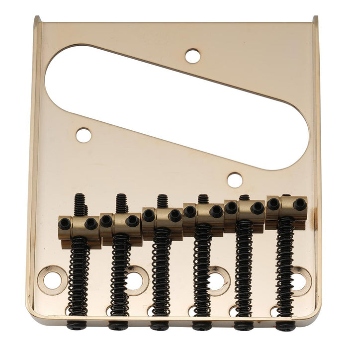 Musiclily Pro 10.8mmピッチ ヴィンテージスタイル ギター用ブリッジ 真鍮バレル6連サドル 鋼製プレート Squier & Import Teleテレキャスターエレキギター用 ブラック