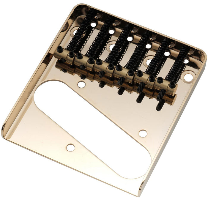 Musiclily Pro 10.8mmピッチ ヴィンテージスタイル ギター用ブリッジ 真鍮バレル6連サドル 鋼製プレート Squier & Import Teleテレキャスターエレキギター用 ブラック